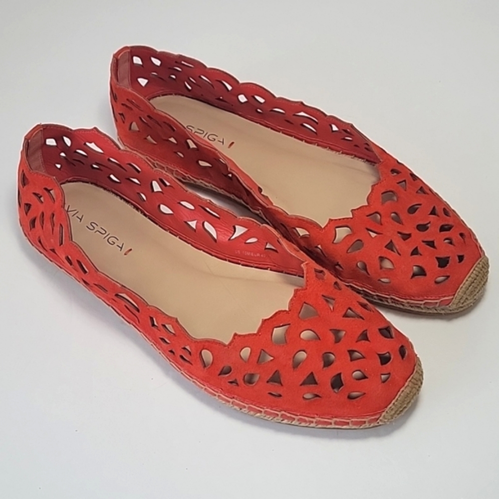 New, Via Spiga Bellerose cut-out suede espadrilles women's size 10